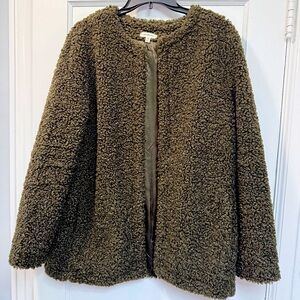 MAX STUDIO Teddy Coat, Size M, Olive color, in excellent condition